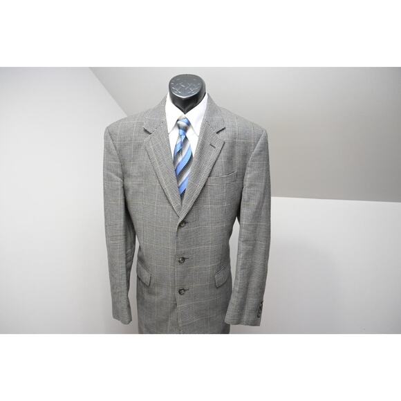 Jos. A. Bank Other - Jos A Bank Blazer Silk Wool Houndstooth 3 Button Sports Jacket Mens Size 44 Long
